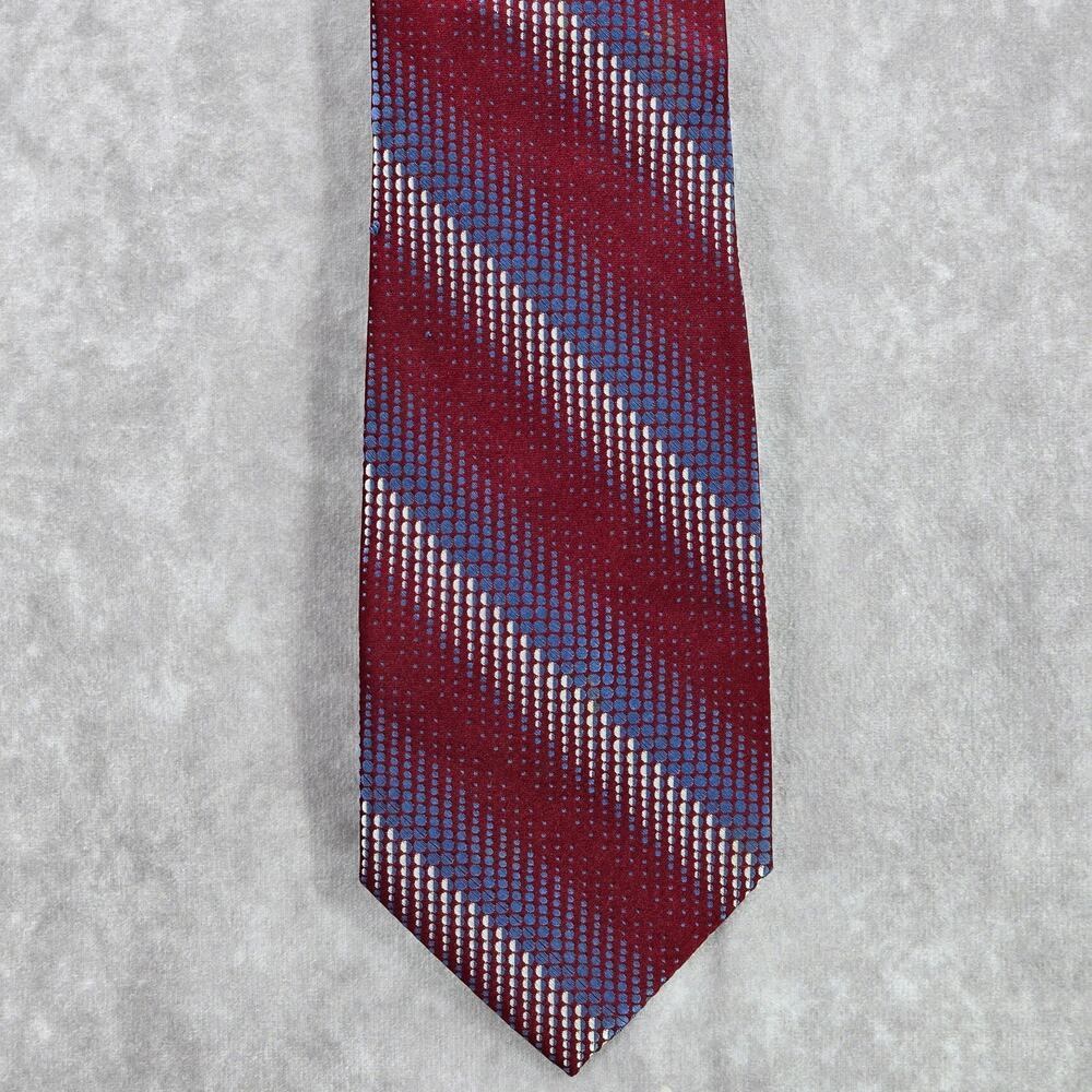 Stafford‎ Essentials Burgundy Stripe Dot 100% Silk Executive Men's Neck Tie